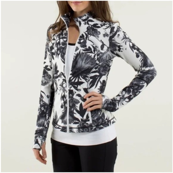 Lululemon Forme Jacket II Floral Brisk Bloom Black White Cuffins - Picture 12 of 13